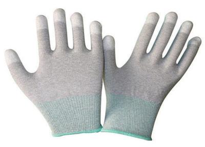 China Carbon Fiber Anti Static Gloves Logo Printing Grey Color With PU Coated for sale