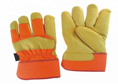China Wear Resistant Leather Safety Work Gloves Elastic Closure Sewn Inside for sale