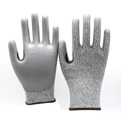 China Reinforced Thumb PU Anti Cut Safety Gloves Strong Gripping Polyurethane Palm Dip Cut Resistant Gloves Sheet Metal Work for sale