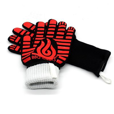 China Silicone Coated Pot Holders Cooking Baking Grilling Camping Fireplace Microwave BBQ Oven Mitts Gloves for sale