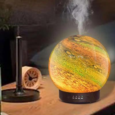 China Planeta 3D Diseño hermoso Siete colores luz difusor de aroma Decoración de bolas de vidrio Diffusor de aceite esencial para escritorio en casa en venta