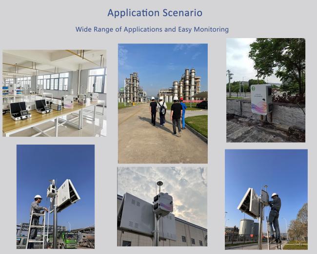 Environmental monitoring device showing compact design and outdoor installation
