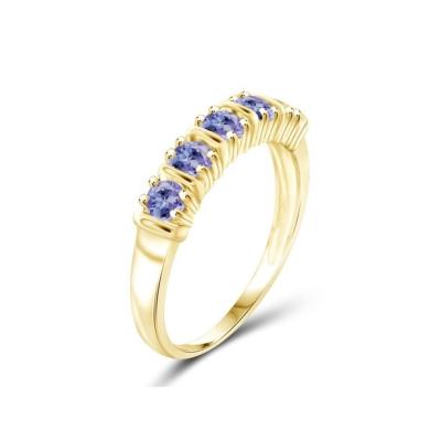 China 1/2 Carat T.G.W. Tanzanite 14kt Gold over Sterling Silver 5-Stone CZ Engagement Ring for sale