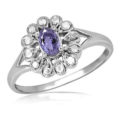 China Jewelers Club 1/4 Carat T.G.W. Tanzanite And White CZ Accent Sterling Silver Ring for sale