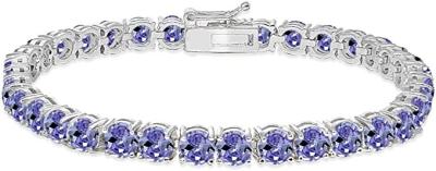 China 24.70 CTW Natural Tanzanite And CZ Bracelet In 14K Solid White Gold for sale