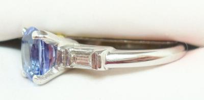 China 14k White Gold Oval Genuine Natural Tanzanite Ring with CZ for sale