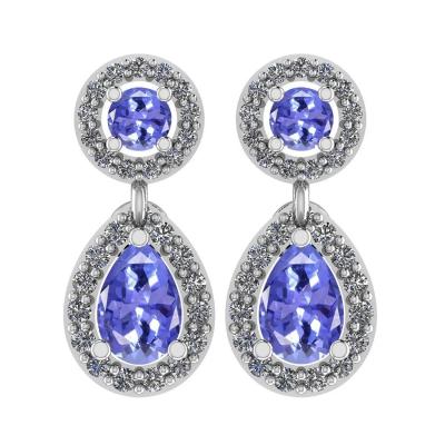 China 1.57 Ctw I2/I3 Natural Tanzanite And 14K Rose Gold Earrings for sale