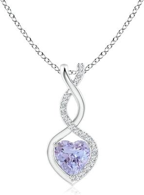 China Natural Tanzanite Infinity Heart Pendant Necklace CZ Sterling SilverI 14K for sale