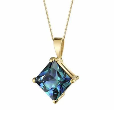 China Lab Created Alexandrite Stone Pendant Fashion Women Necklace Gold Plated for sale