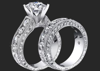 Chine 14K rond Diamond Engagement Wedding Rings GH VS1 GIA Certification à vendre