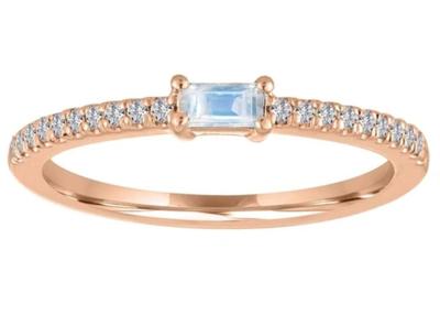 China Peso azul 0.20ct del anillo de oro de Moonstone 9K 5×2.5M M para el compromiso en venta
