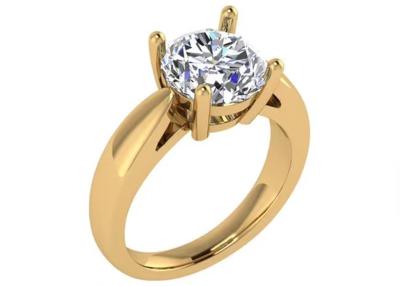 China Mano que fija la joyería del oro sólido 14K, solitario natural redondo Diamond Rings del corte 2.7ct en venta