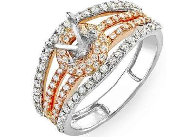 China Two Tone 0.80ct Semi Mount Jewelry Ring 14K Gold Material ODM For Engagement for sale