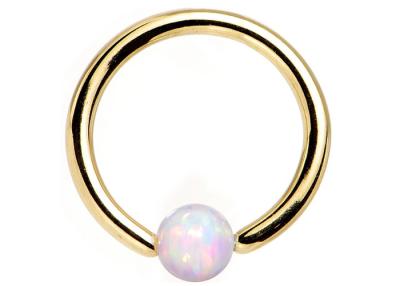 China Hoop 18K Gold Nose Piercing With Natural Opal Inner Diameter 8-12mm for sale