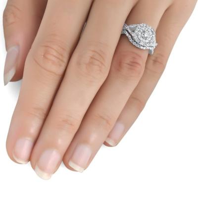China 43PCS 0.43ct Diamond Engagement Wedding Rings 18K White Gold Color ODM for sale