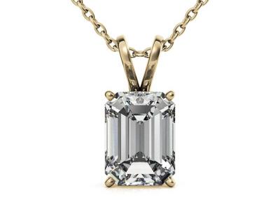 China 1.05ct Emerald Cut 14k Gold Necklaces Dia 7×5mm Bezel setting Type for sale