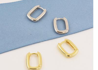 China Oval Hoop 9K Gold Earrings 2mm Thickness With 6x10mm Inner Diameter for sale
