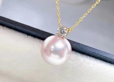 China 2ct Single Freshwater Pearl Necklace , 0.03ct Diamond Accent Necklace for sale
