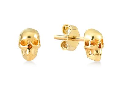 China Anniversary Gold Skull Earrings 3×5MM Prong Hand Setting Type ODM for sale
