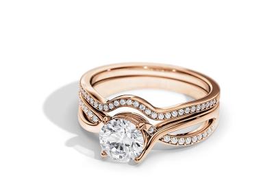 China 1.25ct Rose Gold Moissanite Engagement Rings VS1 SI1 SI2 Average Color for sale