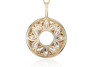 China Floral Filigree Shape Diamond Pendant Necklace Yellow Gold OEM ODM for sale