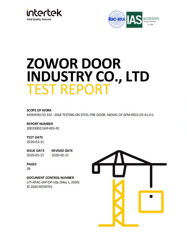 scope Certification - Zowor Door Industry Co., Ltd