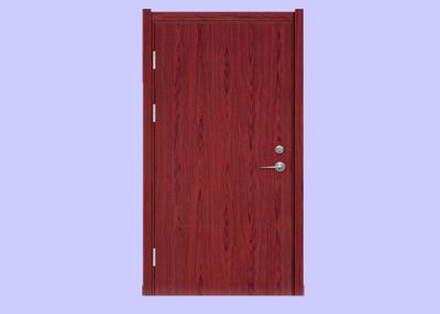 China 30/60 mins 40/50/55 mm Right Hand Red Single Swing Wood Grain Fire Door With Steel Frame for sale