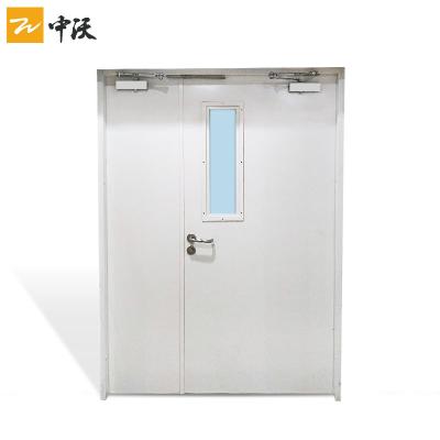 China Dark Gray Color Unequal Leaf Modern Fire Rated Doors With Vertical Glass 45mm Thick for sale