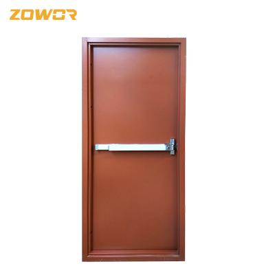 China Red Powder Coated Steel Fire Exit Doors Single Leaf 45 Mm Thick 16 Ga Face Sheet for sale