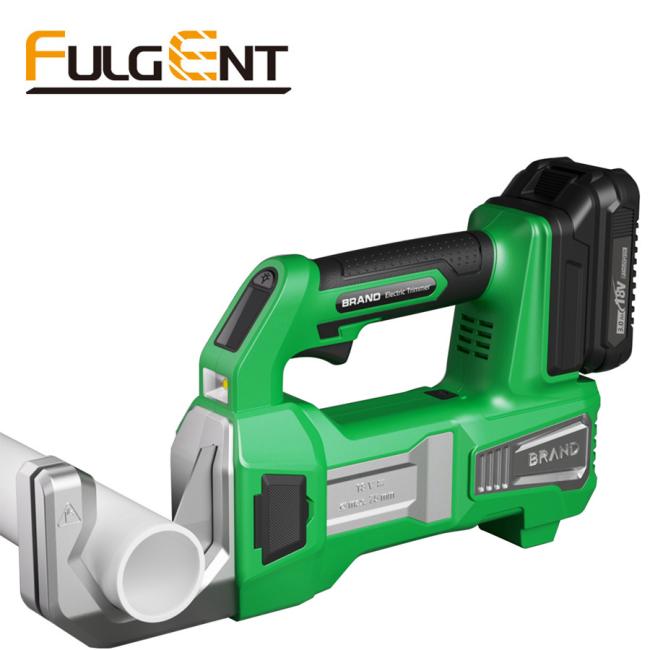 Lithium Battery Pipe Cutter in operation cutting plastic pipe