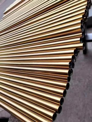 China 316 5mm 0.25MM Thick Golden Stainless Steel Pipe Tubing Polished JIS for sale