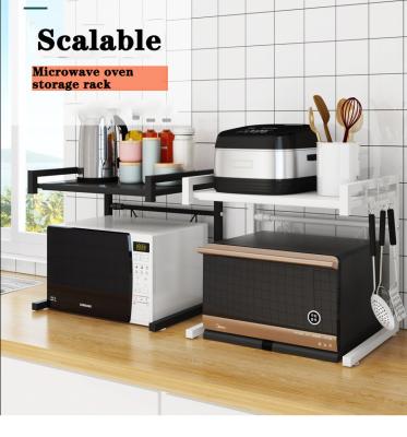 China Retractable Kitchen Microwave Oven Storage Rack Paint Surface 60KG Limit for sale