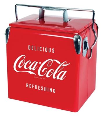 China Portable SGS Red 13L Metal Retro Cooler / Vintage Metal Cooler Box for sale