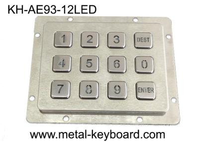 China Water Resistant LED Backlight Stainless Steel Keypad 4X3 12 Keys for sale