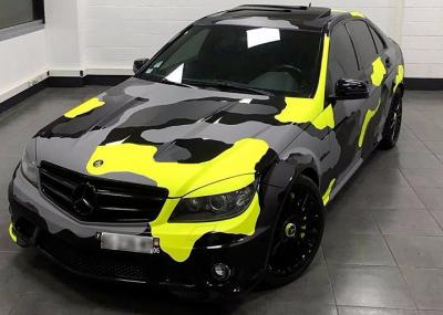 China 140gsm Digital Vinyl Car Wrap , Repositionable Black And Yellow Camo Wrap for sale