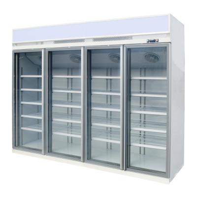 China Fan Cooling Glass Door Display Refrigerator With Inner Vertical LED Lights for sale