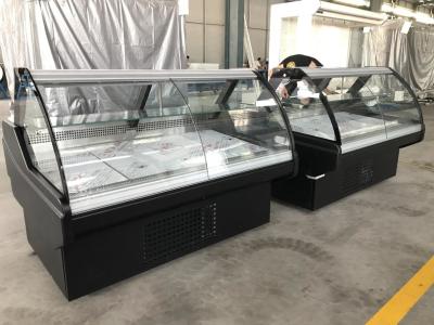 China Meat Serve Over Counter Display Fridge With Fan Cooling System And LED Lighting for sale