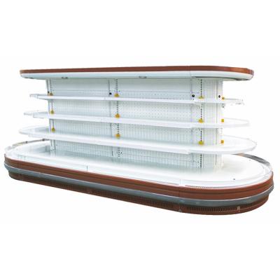 China Supermarket Island Commercial Open Display Refrigerator With Rounded Ends for sale