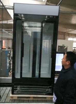 China Refrigerador de cristal de la expendidora automática de la puerta de vidrio de desplazamiento del refrigerador de la puerta de la bebida cerrada auto vertical en venta