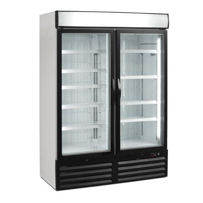 China Supermarket Stand Up Glass Door Freezer With Anti Fog Door And LED Lighting for sale