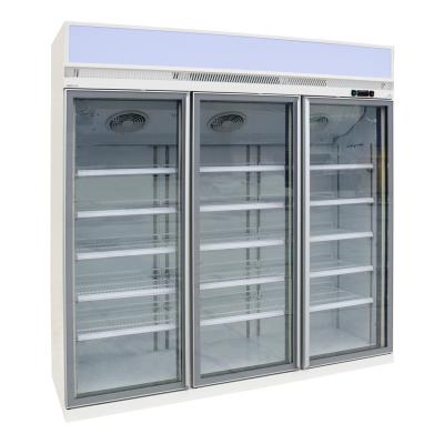China 3 Door Restaurant Upright Glass Door Fridge Ventilated Cooling System For Drinks And Beverages for sale