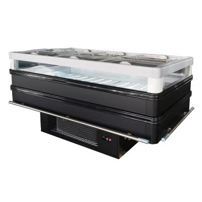 China Air Cooling Supermarket Island Freezer Dual Temperature For Frozen Food for sale