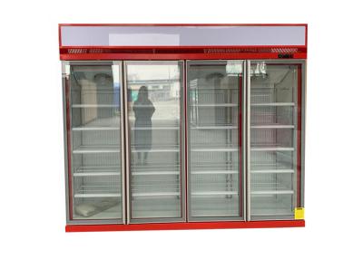China Top Mounted 4 Glass Door Display Refrigerator 1700 Litres Energy Efficient for sale