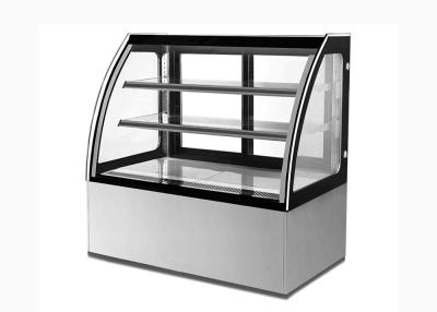 China Curved Glass Pastry Cake Display Fridges With 2 Shelves for sale