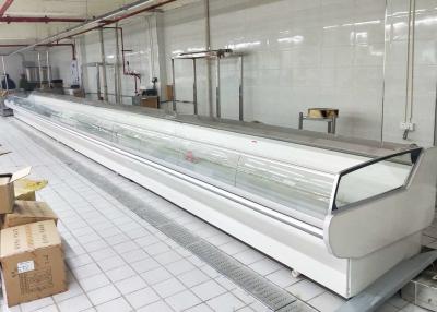 China Fan Cooling Supermarket Open Fridge Front Curved Glass For Fresh Meat for sale