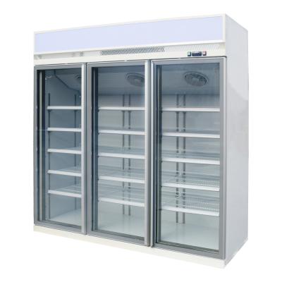China Supermarket Upright Freezer With 3 Anti Fog Glass Doors Customized Color for sale