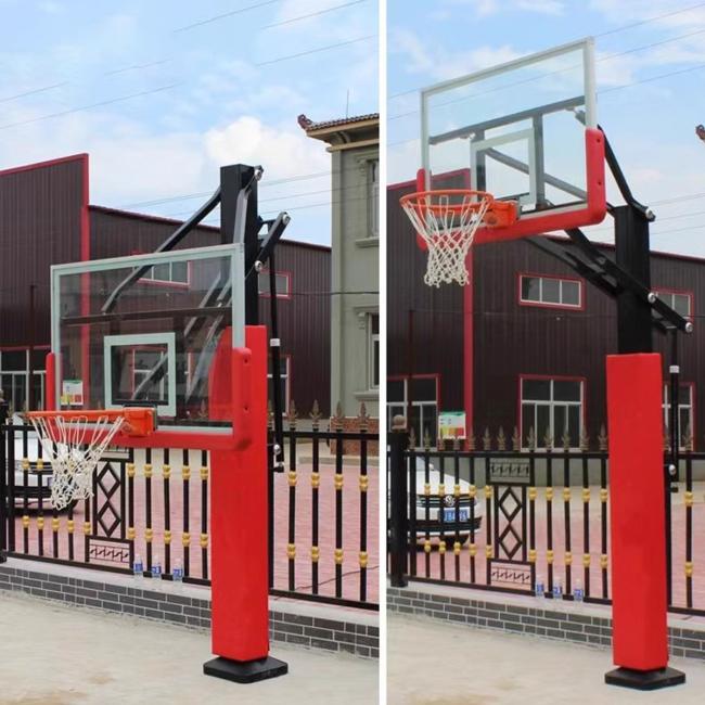 Professional basketball training session using the hoop