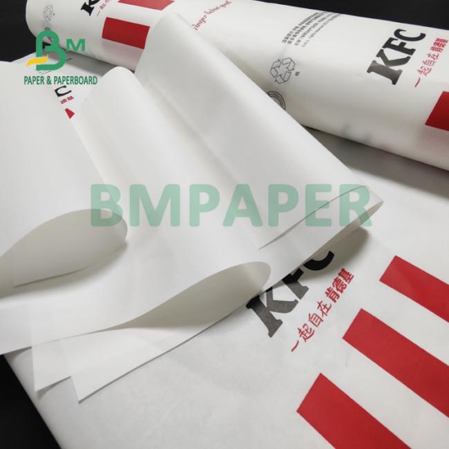 50gsm Bleached White Greaseproof Paper For KFC Wrapping Use Food Grade 50gsm Bleached White Greaseproof Paper For KFC Wrapping Use Food Grade
