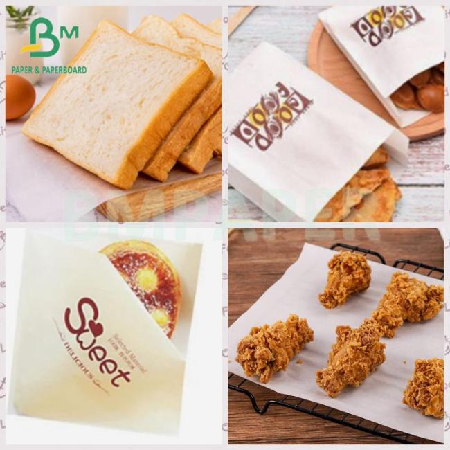 Excellent Processability 60gsm White Greaseproof Paper For Food Snack Packaging Excellent Processability 60gsm White Greaseproof Paper For Food Snack Packaging