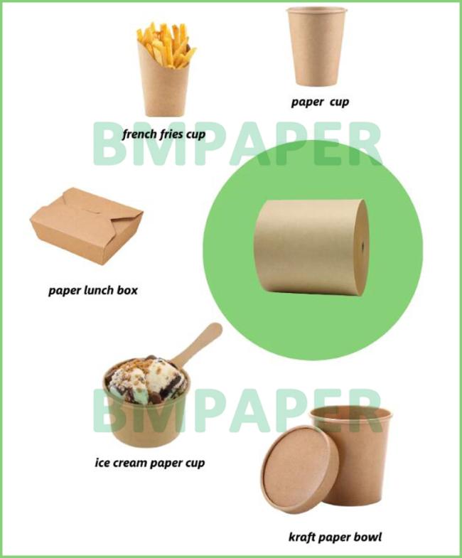 Waterproof 250gsm + 15g PE Coated Kraft Paper Roll For Disposable Cup 770mm Waterproof 250gsm + 15g PE Coated Kraft Paper Roll For Disposable Cup 770mm